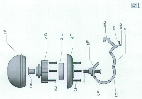 圖例1-方向盤滑輪之四節環扣勾